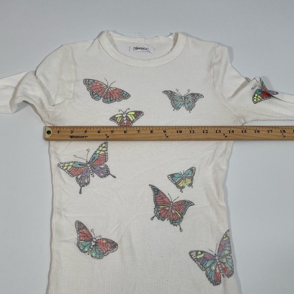 Lauren Moshi Thermal Mckinley Butterfly Top Long Sleeve Tee EUC Size S - Picture 8 of 10
